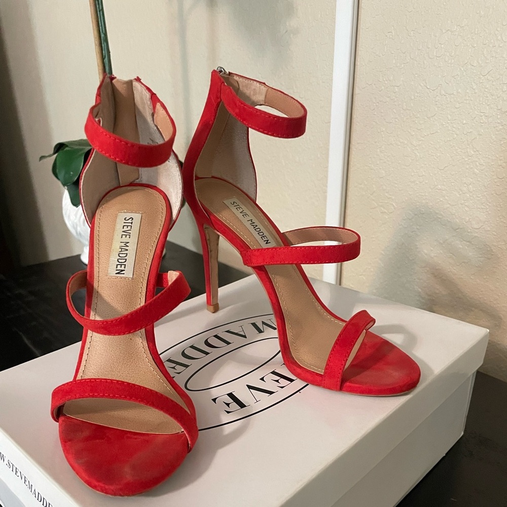 Steve Madden Vibrant Red Strappy Heels